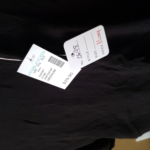 NWT Maurice's Black Gauze Square Neck Elastic Waist Blouse (0648) 💥 - Picture 6 of 6